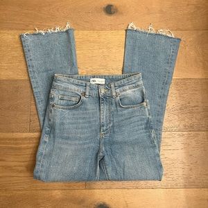 Zara Wide Leg High Waisted Light Blue Jeans Size 2